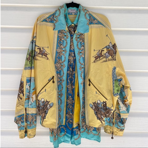 Versace Other - Versace 1990s Giubbotto St Polo Bomber Jacket Two Piece Silk Shirt Set